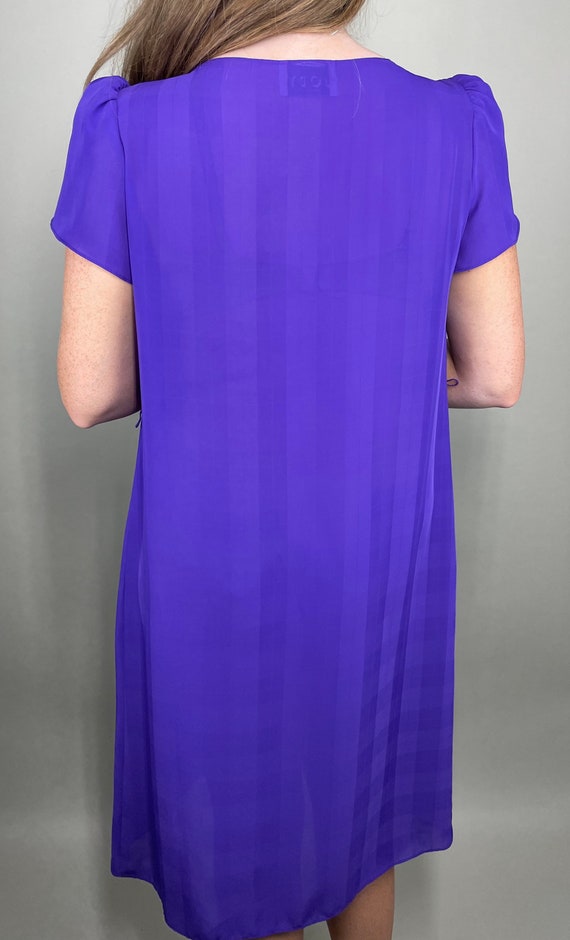 70’s Vibrant purple semi sheer short sleeve midi … - image 8
