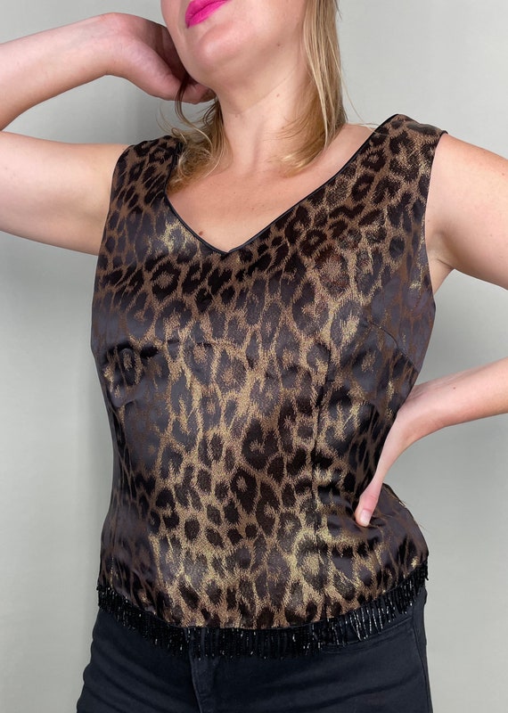 Gorgeous gold & bronze cheetah print dressy tank … - image 3