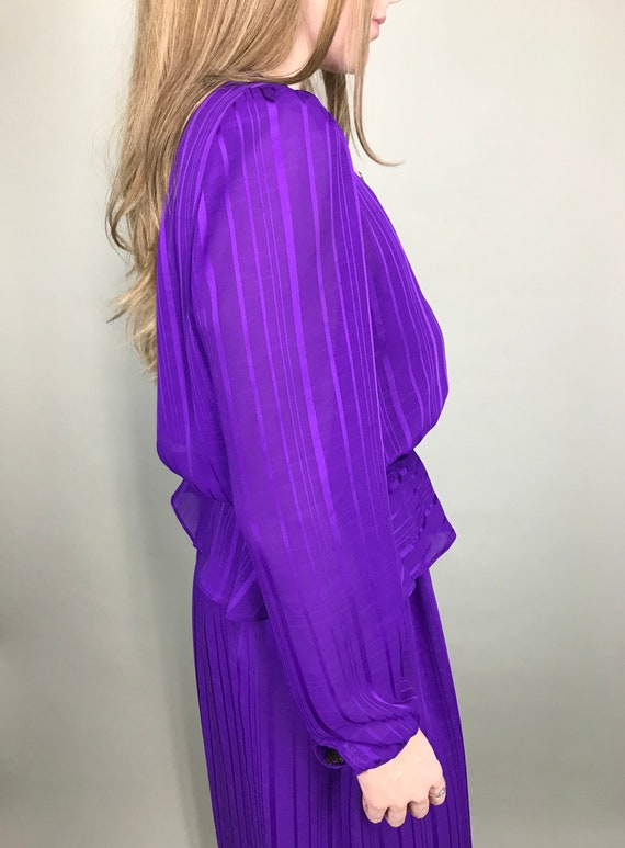 70’s Two piece Deep purple disco dress with elast… - image 8