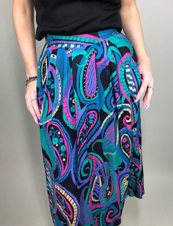 Vintage high waist vibrant multicolor skirt by Em… - image 1