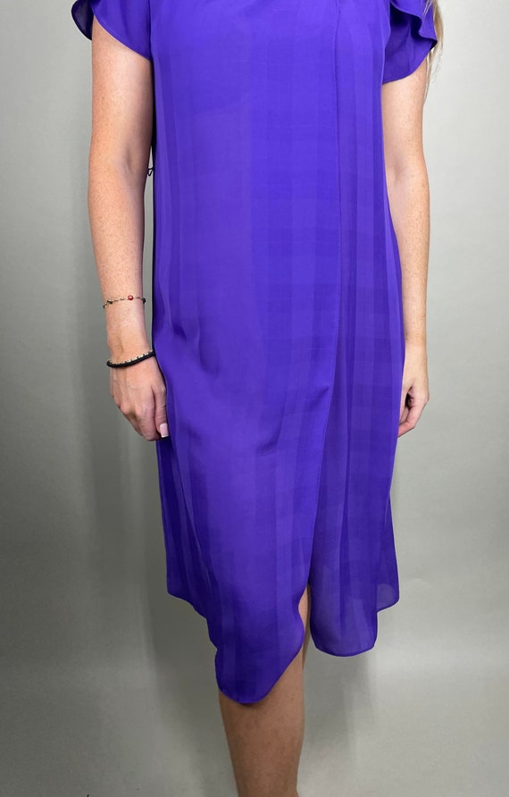 70’s Vibrant purple semi sheer short sleeve midi … - image 5