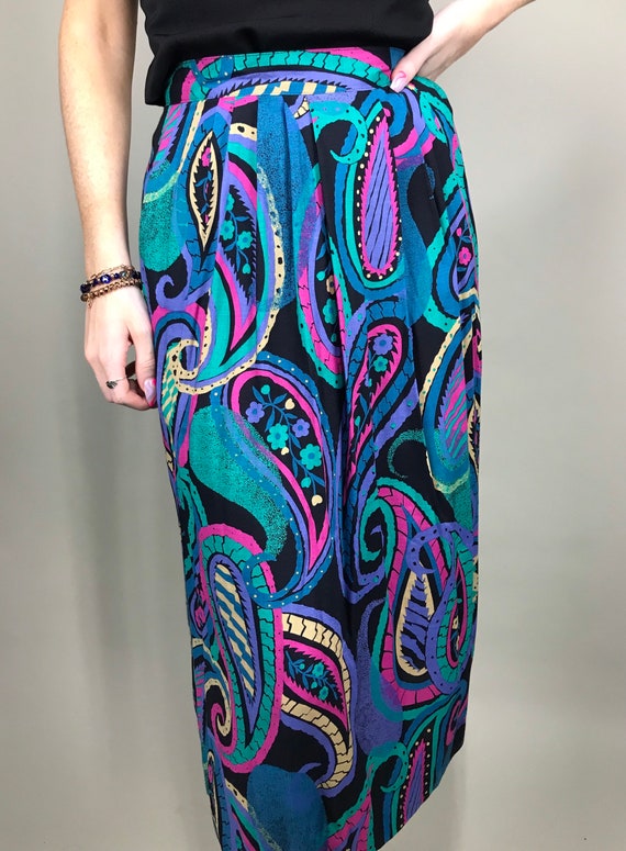 Vintage high waist vibrant multicolor skirt by Em… - image 6