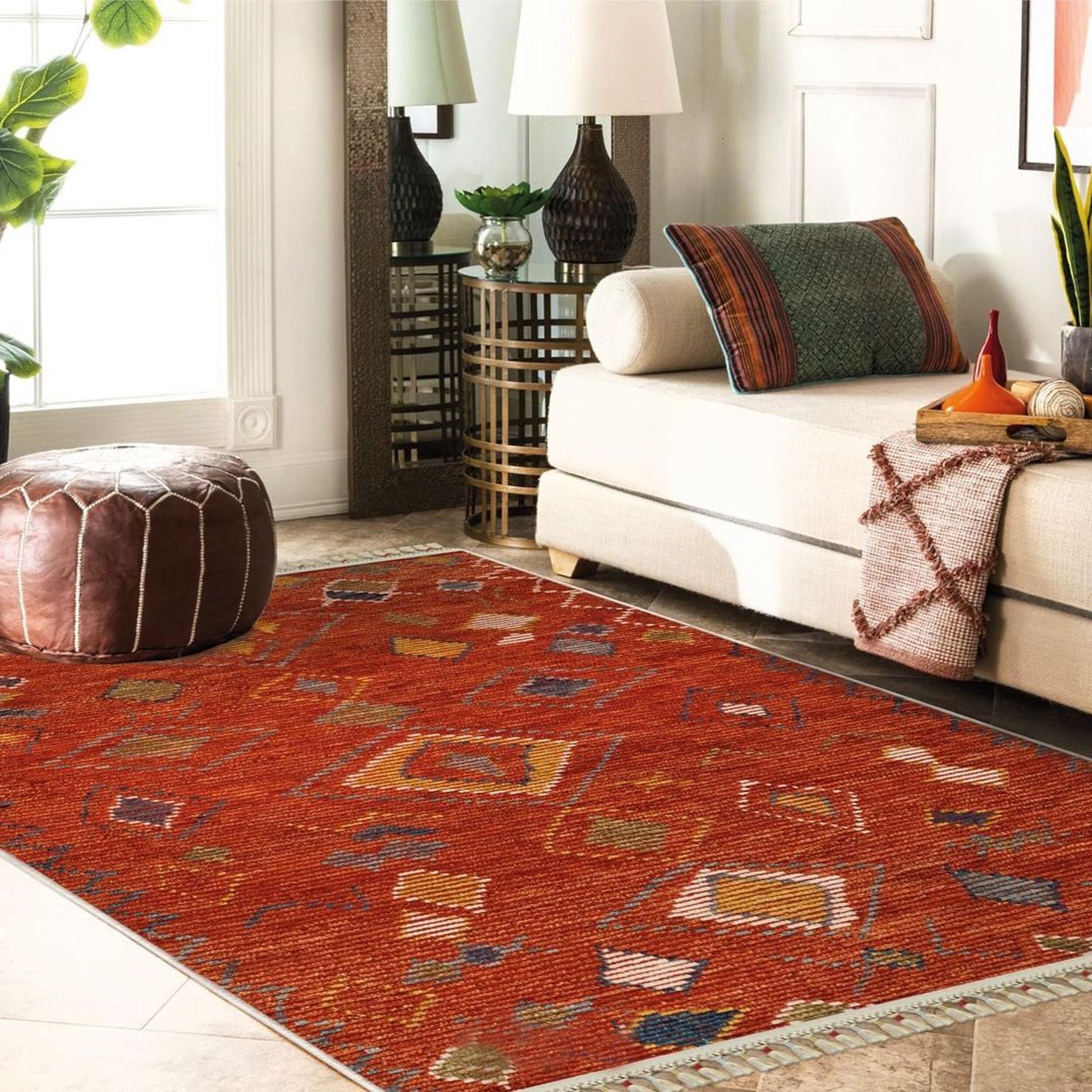 Red Moroccan Design Modern Rug Traditional Vintage Rugs Etsy