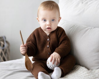 Brown beige oversized merino wool sweater, brown merino baby sweater, merino baby clothes, baby sweater, baby cardigan