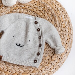 White warm Alpaca sweater, hand knit alpaca baby cardigan, kids sweater, girls sweater, baby boy, baby girl, knitted baby coat image 6