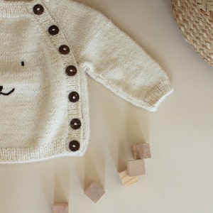 White warm Alpaca sweater, hand knit alpaca baby cardigan, kids sweater, girls sweater, baby boy, baby girl, knitted baby coat image 4