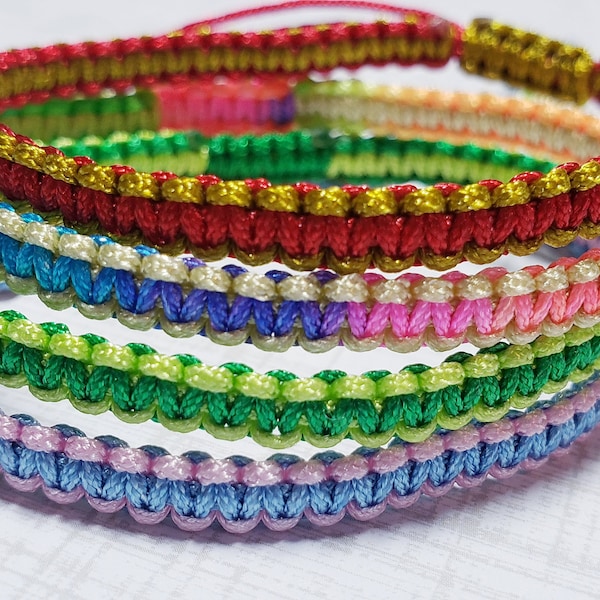 Two Tone - 2 Colors of YOUR choice | Friendship Bracelet | Woven Knotted Bracelet | Adjustable - Fits Most  | Custom Made to Order