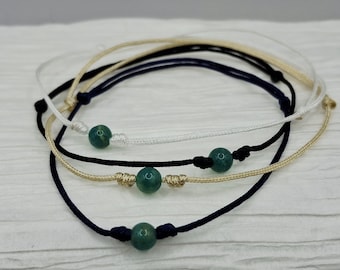Amazonite Bead Bracelet | Delicate Minimalist Jewelry, Adjustable