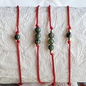 Small Jade Beads | Red String Good Luck Bracelet | Adjustable - Fits Most | Small - Delicate Minimalist - Stone Energy - Protective Jewelry