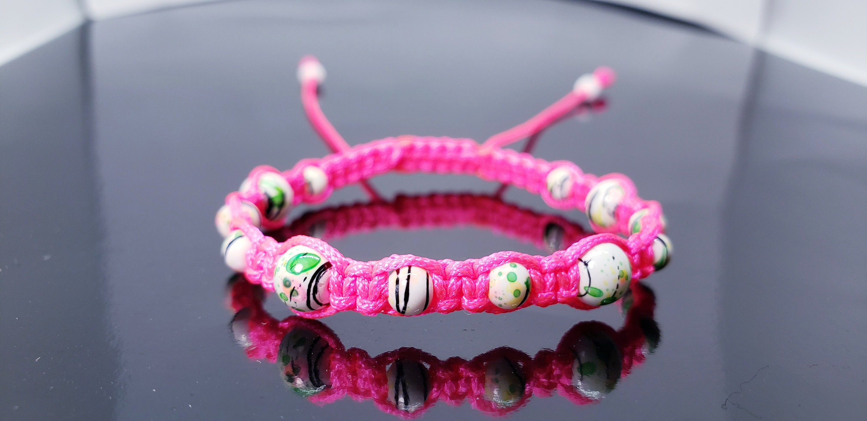 Neon Friendship Bracelets White Neon Paint Splatter Beads Etsy