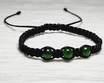 Pulsera de cuentas de jade para la buena suerte / Pulsera de cola de rata de la suerte - Hilo rojo satinado / Pulsera de la amistad ajustable