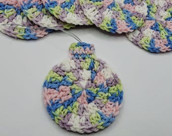 Crochet Christmas Ornament | Holiday Bulb-Ball Shape | Acrylic Yarn - Various Colors | Set of 6