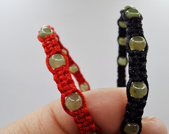 Small Jade Beads | Woven Lucky String Bracelet | Macrame Friendship | Good Luck | Handmade ~ Any Color