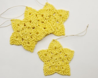 Mini Crochet Christmas Star Ornament | Traditional Christmas Colors | Holiday Tree Ornament | Set of 4
