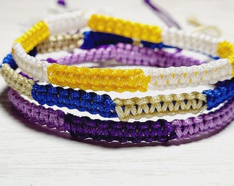 Custom Two-Tone Woven Friendship Bracelet – Adjustable Knotted Design