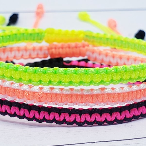 NEW Neon Colors - Choose Two Colors | Lucky String Macrame Friendship Bracelet | Good Luck | Adjustable - Fits Most | Square Knot Minimalist