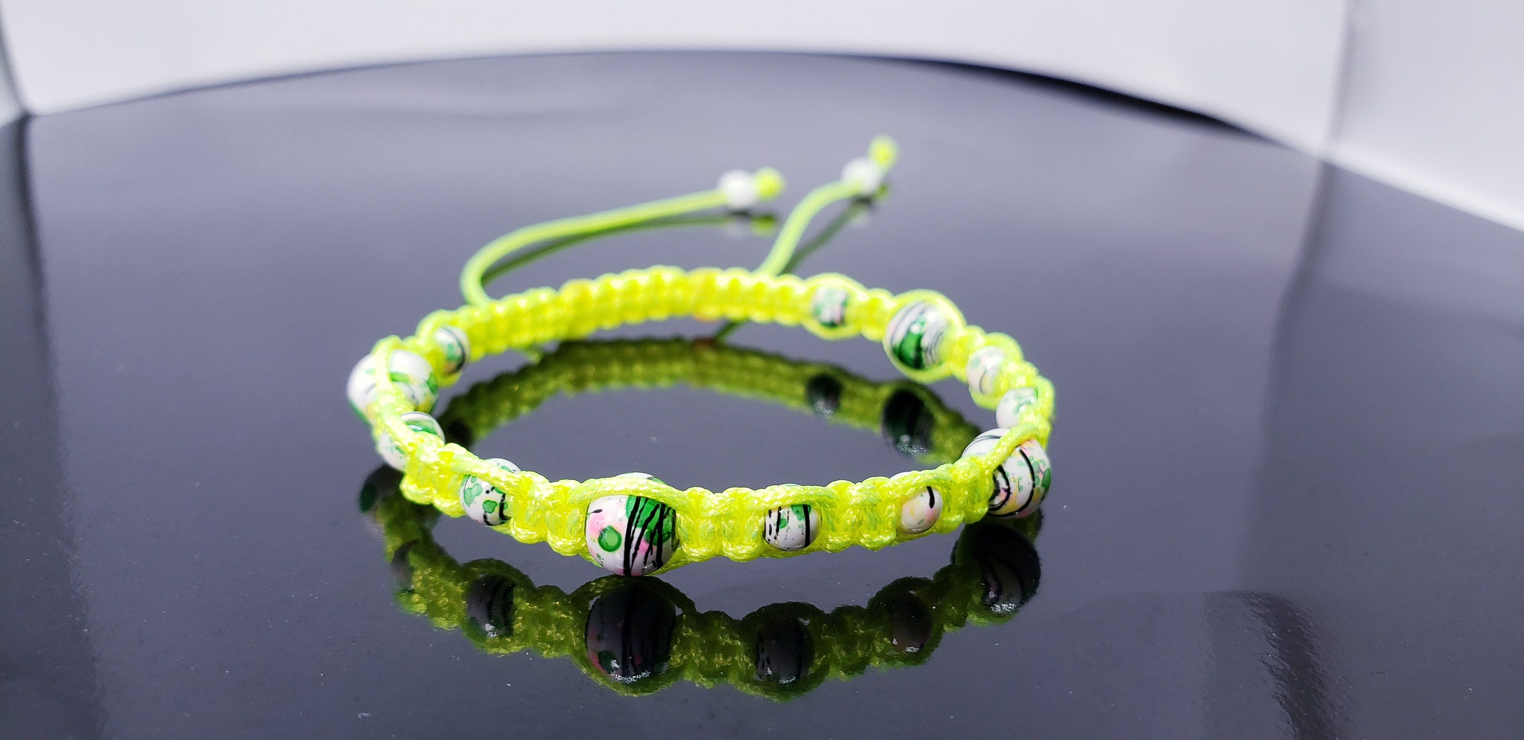 Neon Friendship Bracelets White Neon Paint Splatter Beads Etsy