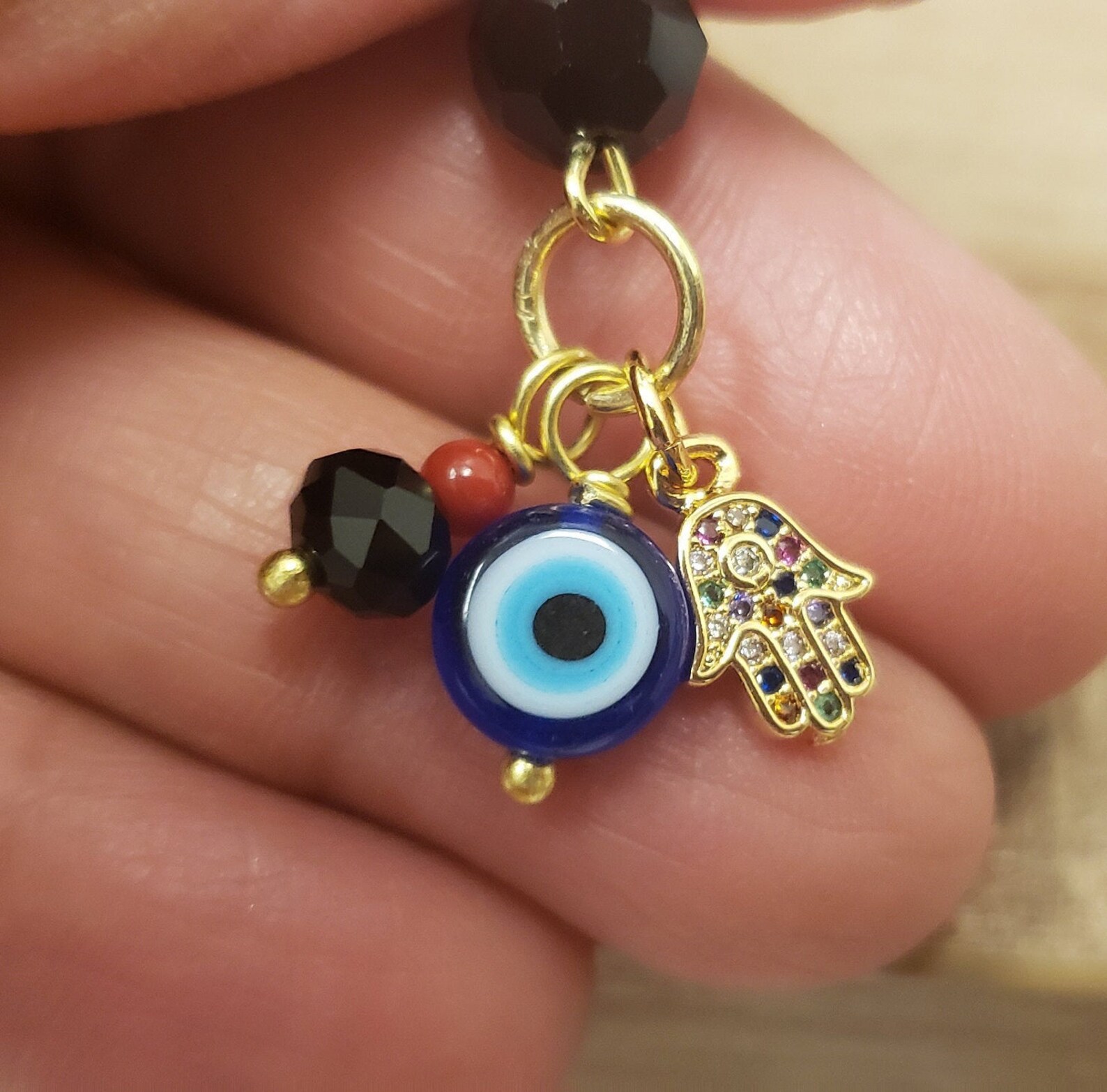 New Triple Protection Azabache Dark Blue Evil Eye Hamsa Etsy