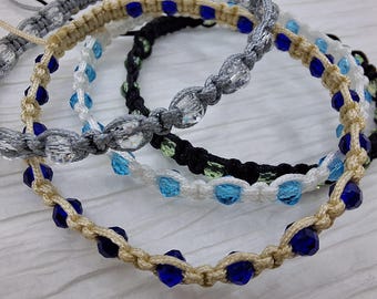 Birthstone Bracelet - Knotted Macrame with Glass Beads