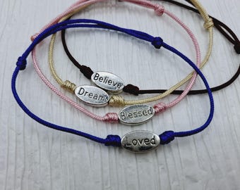 Inspirational Nylon String Bracelet | Adjustable Sliding Knot