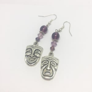 large Theatre Masks Musical Theatre Drop Earrings