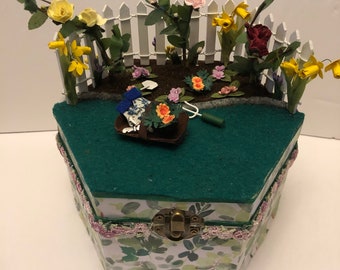 Miniature Flower Garden Diorama Box - Made to Order