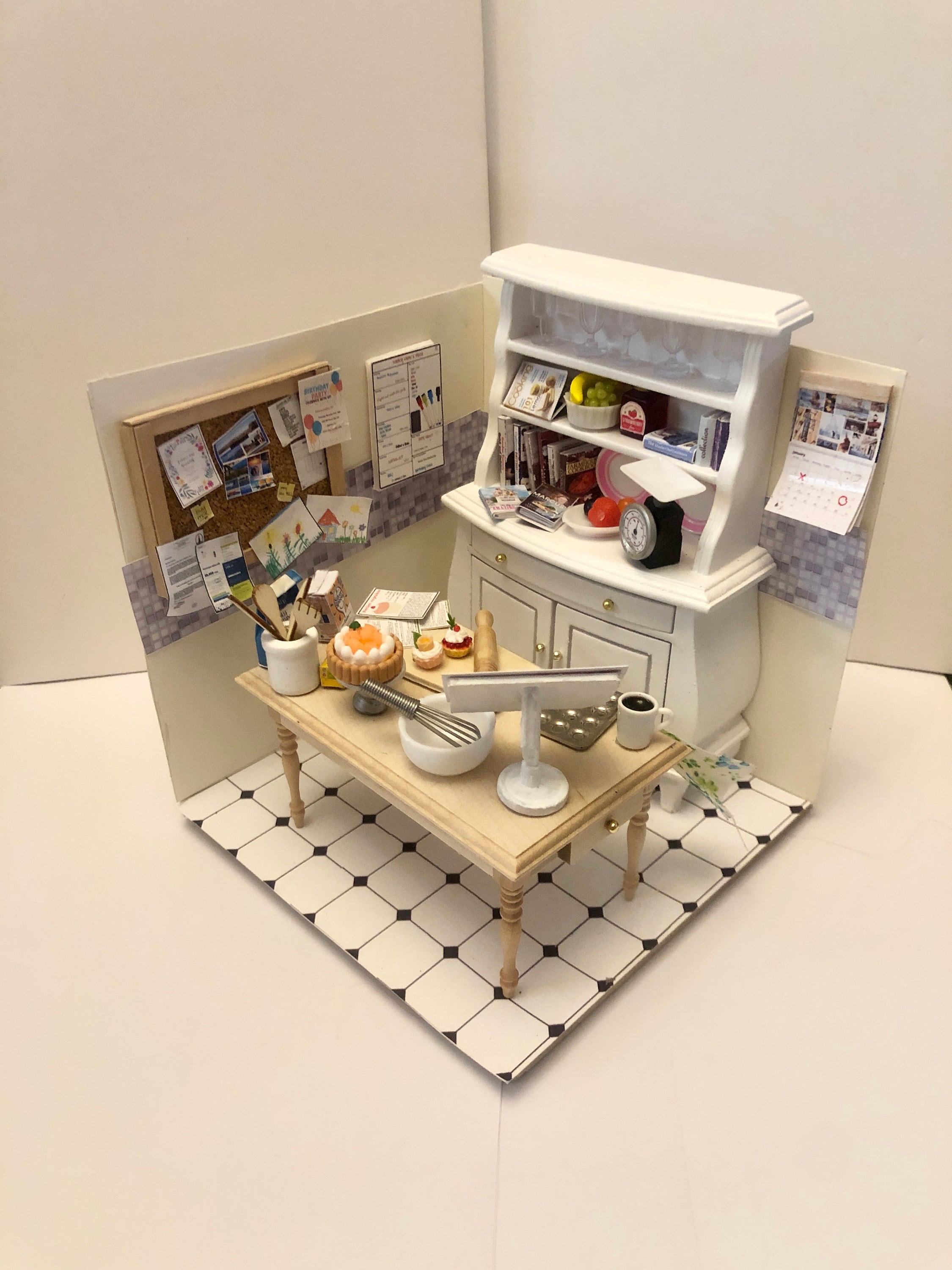 Miniature Handmade Baking Kitchen Diorama Book End - Made to Order
