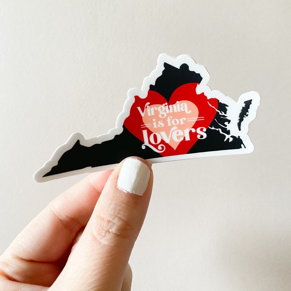 VA is For Lovers Vinyl Sticker; multiple color options; Love Local, Virginia, Travel Souvenir