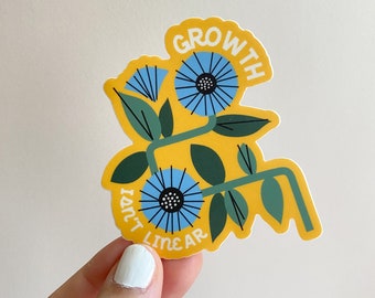 Grow Isn’t Linear Folk Floral inspo quote vinyl sticker