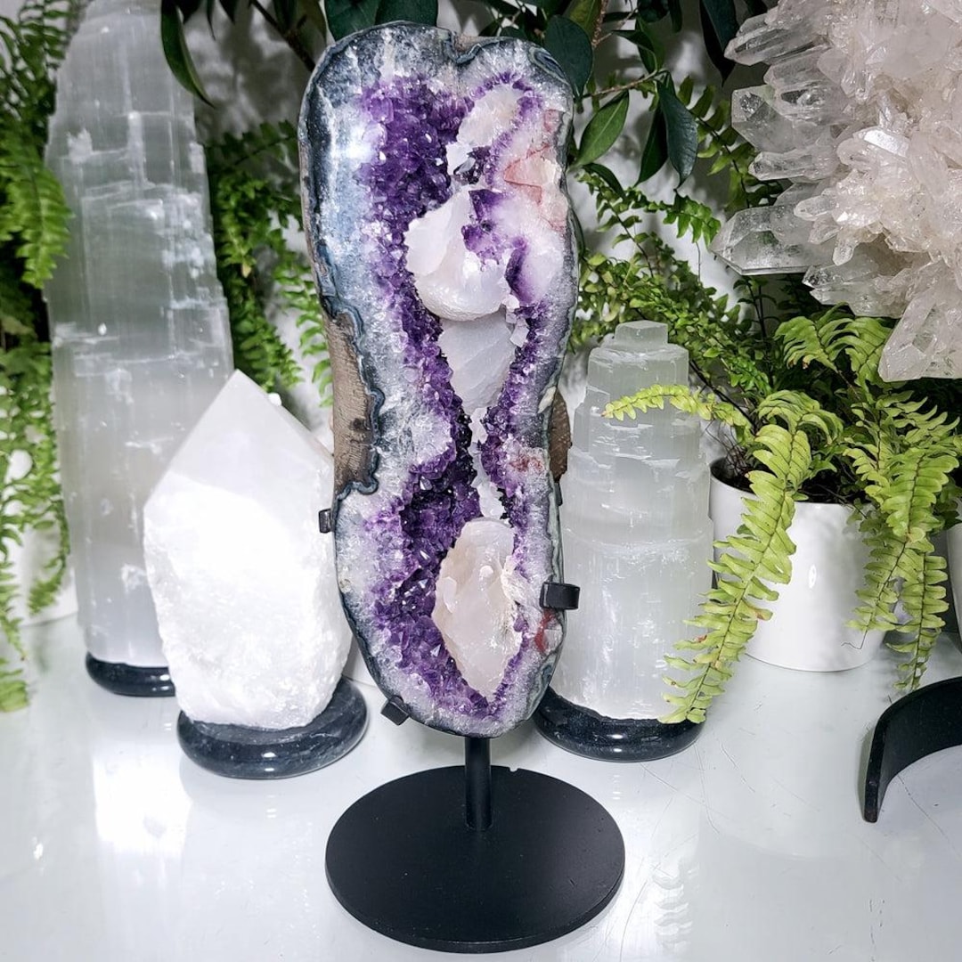 クラスター（アメジスト・カルサイト） カルサイト共生◎アメジスト クラスター23◇ Amethyst ◇天然石・鉱物
