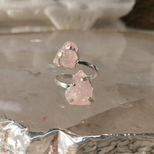 Twin ring rose quartz