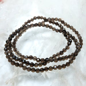 Ball bracelet faceted smoky quartz (4 mm)