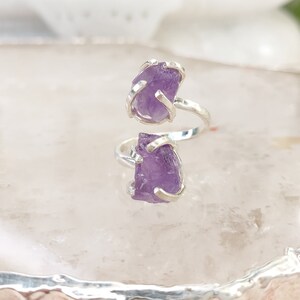 Twin ring amethyst silver