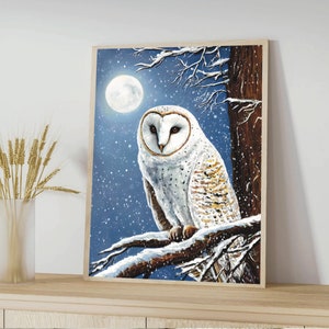 A4 Vinteruggla konsttryck - Barnrumsdekor - Barnrumskonst - Magisk Nattugla konsttryck - Disney konst - Harry Potter konsttryck - Tornugla konst bild 2