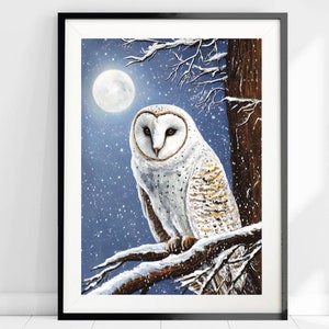 A4 Vinteruggla konsttryck - Barnrumsdekor - Barnrumskonst - Magisk Nattugla konsttryck - Disney konst - Harry Potter konsttryck - Tornugla konst bild 4