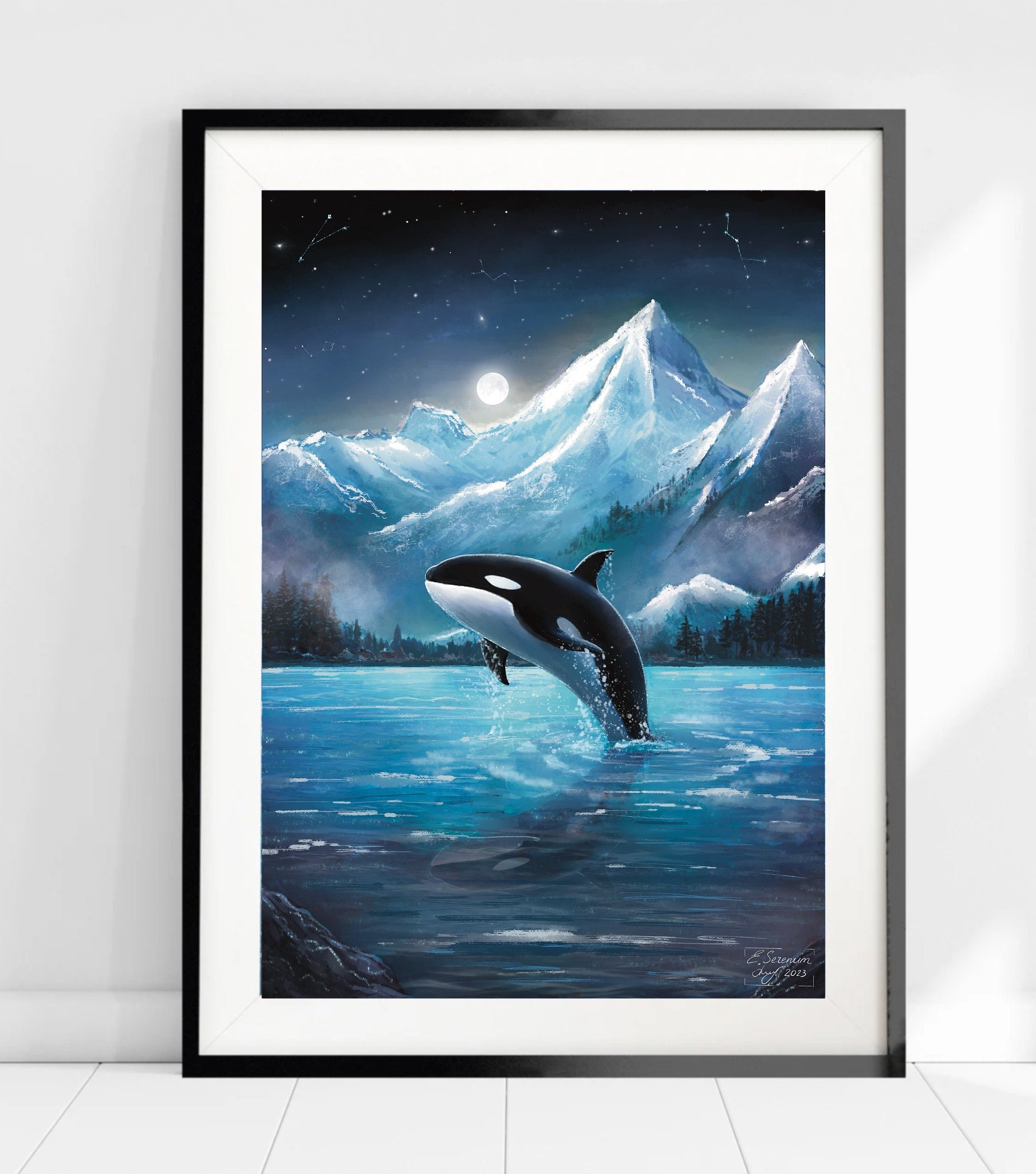 A3 Large Print | Orca Whale Art Print | Whale Nursery Art | Arctic