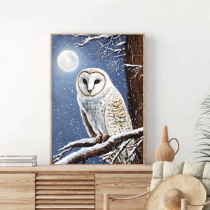 A4 Vinteruggla konsttryck - Barnrumsdekor - Barnrumskonst - Magisk Nattugla konsttryck - Disney konst - Harry Potter konsttryck - Tornugla konst bild 3