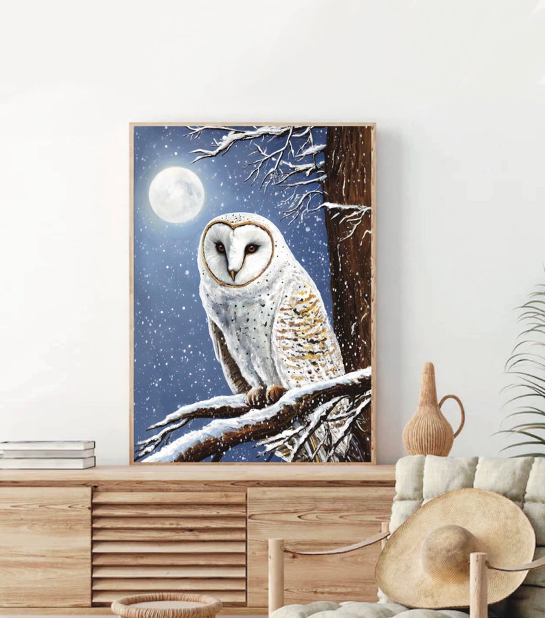 A4 Vinteruggla konsttryck - Barnrumsdekor - Barnrumskonst - Magisk Nattugla konsttryck - Disney konst - Harry Potter konsttryck - Tornugla konst bild 3