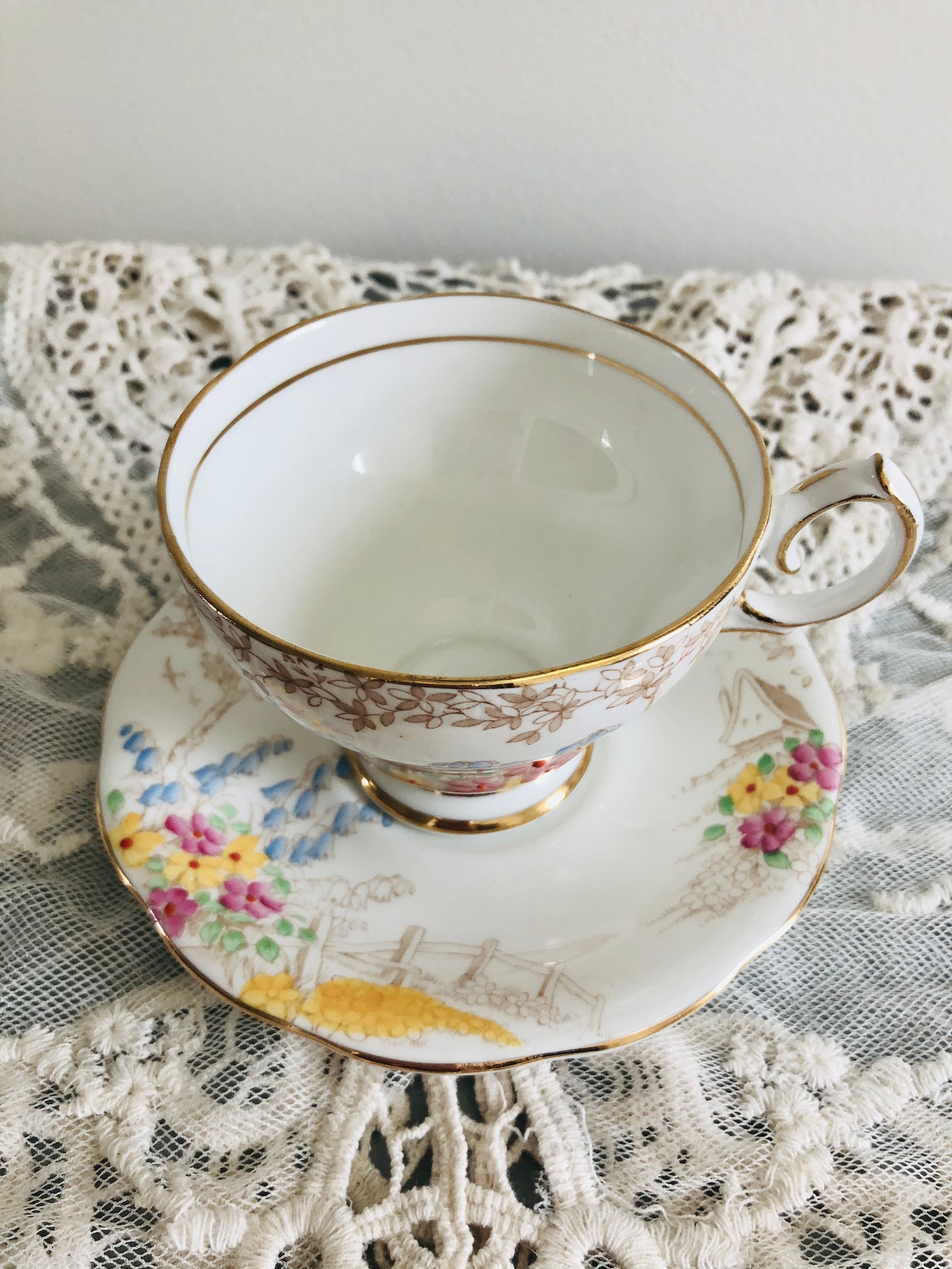 Vintage Bell China England Teacup and Saucer Memories Etsy