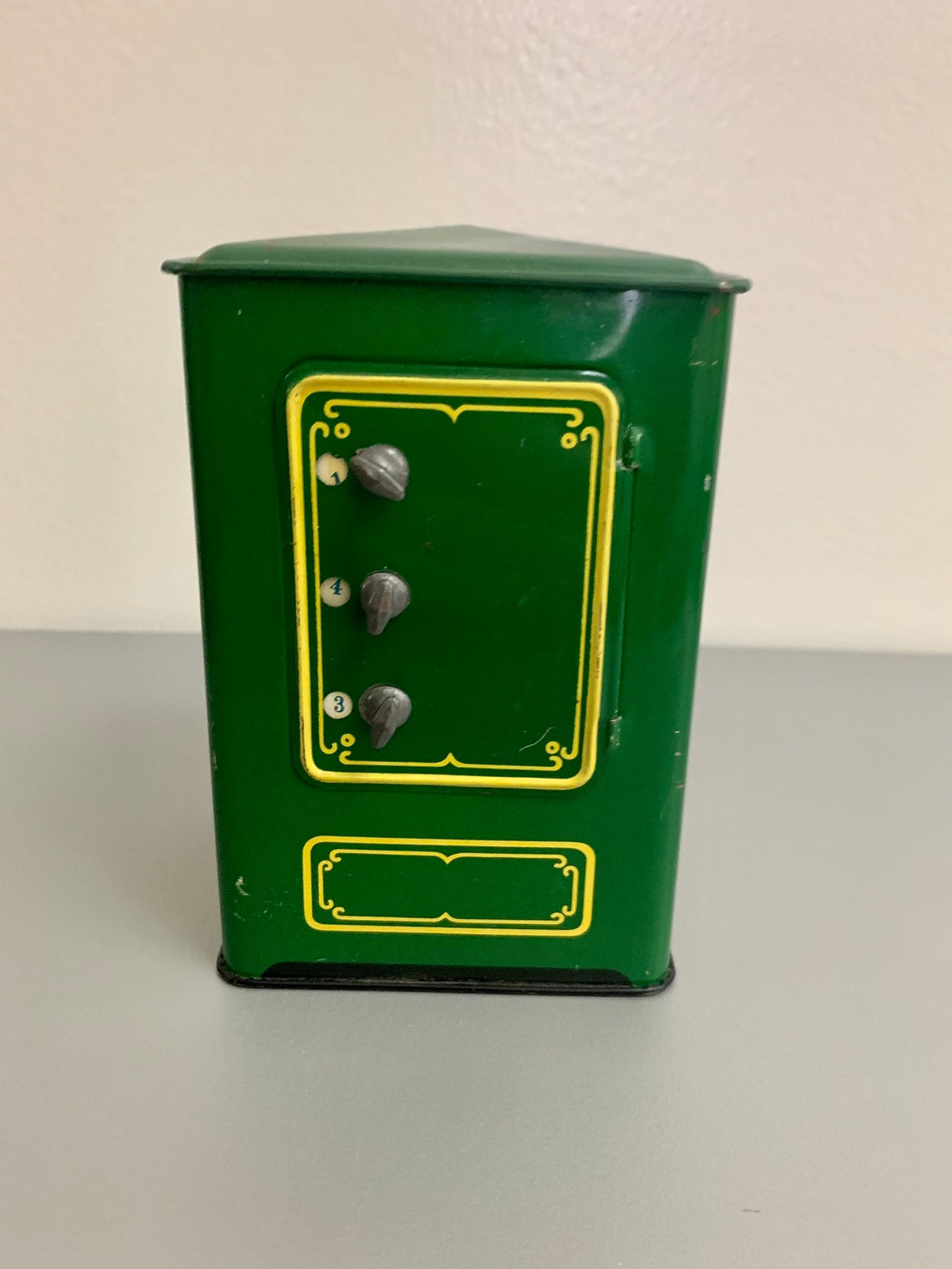 Vintage 3 dial combination lock safe tin coin bank Etsy