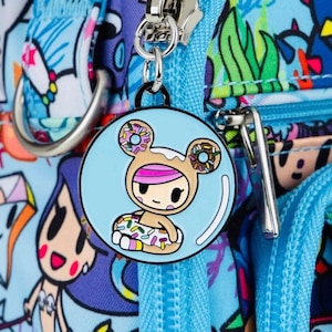 TOKIDOKI Zipper Pull Bag Accessory for Sewing, Crafts DONUTELLA Sea Amo Enamel Metal Charm for Zipper, Keychain, Tote, Accessory