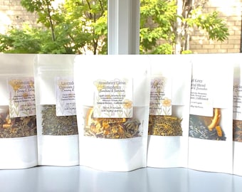 Hand Blended Loose Leaf Herbal Tea Sampler, Floral Fruit Botanical Tisanes