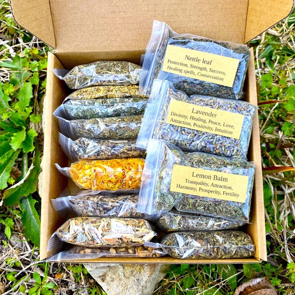 Custom Herbalism Box Set 15 Herb Bags Bulk Witchy Apothecary Kit