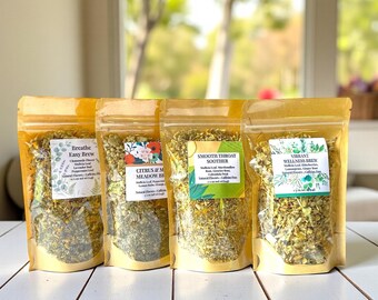 Mullein Loose Leaf Tea Blends, Caffeine Free Wellness Brews, Citrus Mint, Smooth Throat, Lung