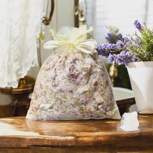 Organic Lavender and Sage Salt Bath Soak - Floral Bath Tea Sachet
