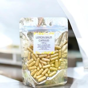 Organic Lemon Balm Capsules Made Fresh to order