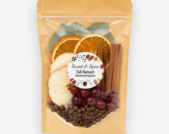 Fall Harvest Simmer Potpourri Mix • Dried Orange, Apple, Cinnamon Home Fragrance