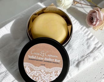 Cocoa Cupuacu Solid Butter Bar, Meadowfoam Raspberry Seed Oils, Dry Skin Balm
