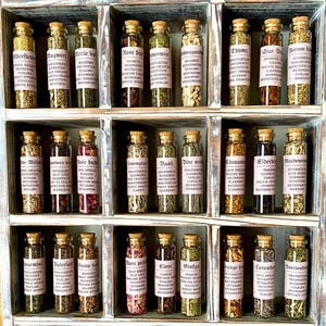 20ml Apothecary Glass tubes-Protection Prosperity Magick Spell Herbs, M - Z Wicca Dried Herb Bottles