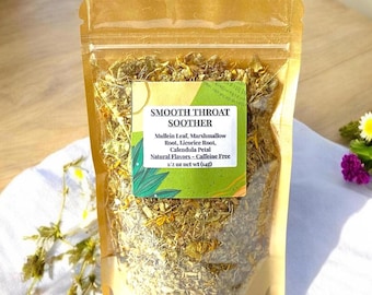 Herbal Throat Comfort Tea | Mullein Marshmallow Licorice Root Calendula, Loose Leaf Wellness Blend
